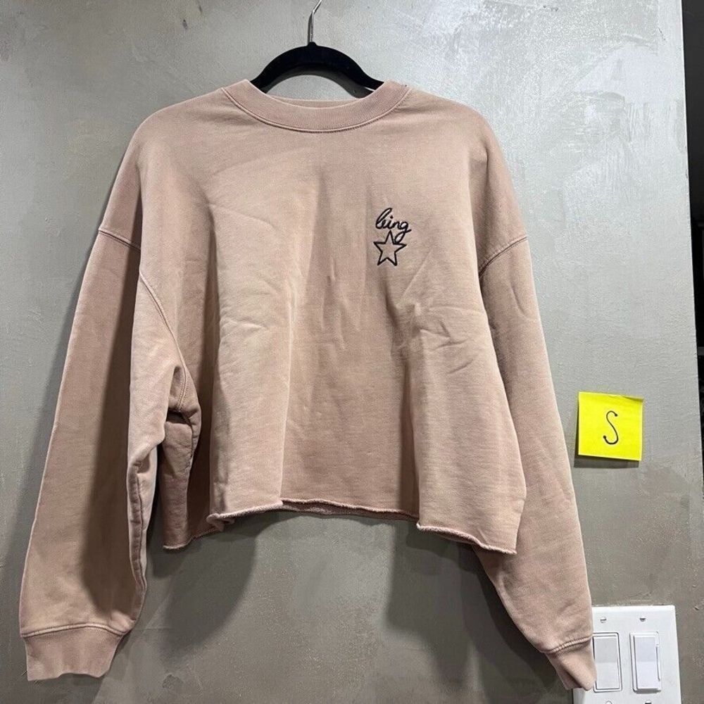 Anine Bing Sand Embroidered Cropped Sweatshirt Be True Be You S Small